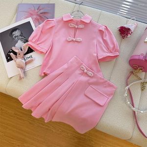 Kleidung Sets Korea Casual Mädchen Sommer Hemd Tops Rock 2Pcs Anzug Mode Kurzarm Kleinkind Outfits Kinder