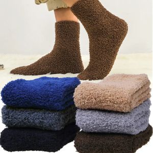 Winter Warm Fluffy Socks Men's Women Socks Cute Soft Elastic Coral Velvet Socks Indoor Floor Towel Socks Breathable Pure Colors