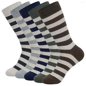 Herrensocken, 5 Paar, für Herren, Kleid, geometrisches Muster, lustig, lässig, bunt, gestreift, Baumwolle, Neuheit, Business, Größe 36-38