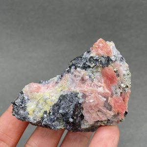 Dekorativa figurer! 132 g sällsynta naturliga rosa rhodochrosite och pyrit galena symbios mineralprov kristallstenar kristaller