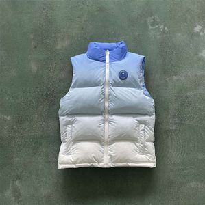 Nuovi Uomini Trapstar Giacca Irongate Distintivo Gilte-Ice Blu Scritta Ricamata Chiusura con Zip Gilet Donna Cappotto Minoranza semplicità