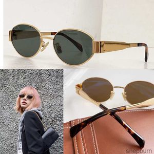 Women Arc De Triomphe Oval Frame Sunglasses Cl40235 Womens Gold Wire Mirror Frame Green Lens Metal Mirror Leg Triplet Signature on Temple with gift box