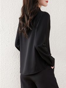 Kvinnor BLOUSES Fashion Women Office Lady Work Wear Black White Shirts Elegant Long Sleeve V-Neck kvinnliga kläder