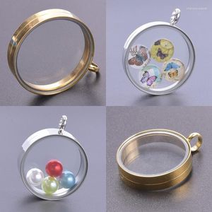 Pendant Necklaces 10Pcs/Lot 25/30mm Twist Round Memory Coin Holder Locket Stainless Steel Glass Living Po Medallion Colgantes Jewelry