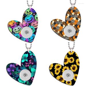 Ketten Liebe Herz Sonnenblume Blume Halloween Schädel Acryl Druck 20mm Druckknopf Halskette DIY Schmuck Ak03