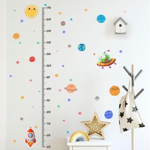 Wallpapers 2pcs Star Spaceship Cartoon Height Stickers Wall Children's Room Living Bedroom Creative Game Funny