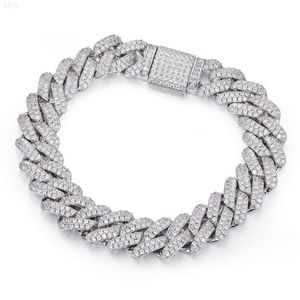 Varumärke Fashion Woman Pushi GRA VVS Two Tone Diamond 14mm Rad 925 Sterling Silver Moissanite Cuban Armband Link Chain Necklace