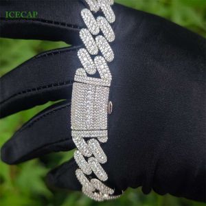 Marke Mode Frau Hot 925 Silber Armband Vvs Moissanit Kubanischen Kette Armreif 3 Reihen Diamant Miami Link für Männer