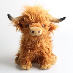 Highland Cow simula vaca escocesa de pelúcia boneca de cabelo longo brinquedo de vaca