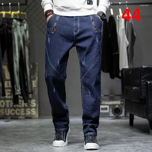 メンズジーンズ42 44プラスサイズメンブルーデニムパンツバギーストリートウェアルーズズボン男性ビッグボトムズファッション因果