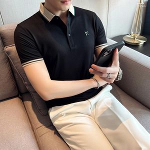メンズTシャツ夏のビジネスカジュアルポロメン半袖スリムラペルTシャツ通気可能なストリートウェアソーシャルティートップス衣類5xl