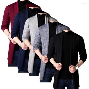 Men's Jackets Autumn Cardigan Knitted Coat Black Navy Grey Fashion Men Business Social Wedding Party Casual Straight Tube DressTop