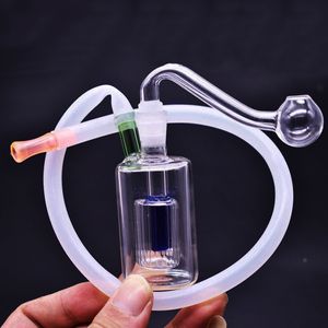Wholesale Square Glass Oil Burner Bong Water Pipes with Recycler Mini Dab Rig Hand Bongs with 10mm Male Glass Oil Burner Pipe and Hose Cheapest Price