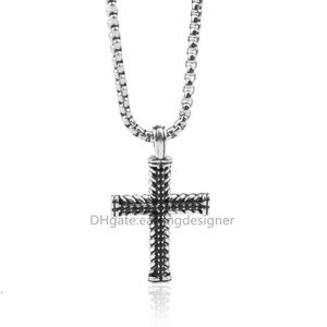 Necklaces Twisted Men Cross Necklace Women Cable Jewelry Designer Fashion Hip Pendant hHop Pendants Women Zircon Necklaces Punk 31FV