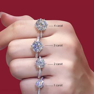 925 Sterling Silver Moissanite Ring Classic Style Round Cut Ring Single Row Diamond Engagement Anniversary Ring 1ct 2ct 3ct2792