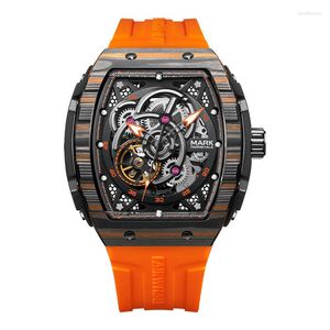 Zegarek do fairwhale marka mody szkieletowy automatyczny mechaniczny męski zegarek luksusowy ramka z włókna węglowego Wodoodporna mężczyzna