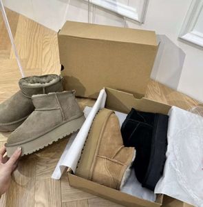 Designer klasyczny Ultra Mini Boots Platforma Snow But Platforma Kobiety Mężczyźni Fur Sheepsin Tasman Tazz Chestnut Sand Murtard Seed Beige Drigewood Australian Winter Kids Shoe TTT