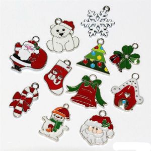 22 pçs esmalte série de natal liga encantos pingentes para fazer jóias pulseira colar diy acessórios276q