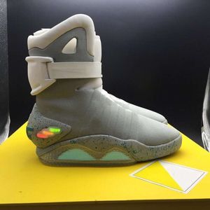 AIR Mag Back to the Future Basketball Shoes LED Lighting Marty Mcfly's Men Glow In The Dark Grey Boots Mcflys Sports Sneakers Wi