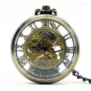 Pocket Watches Antika romerska siffror Manuell Clockwork Mechanical Watch Vintage Gentleman Pendant Accessories FOB Chain Clock Gift