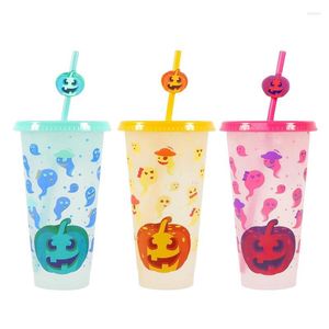 Tumblers Renk Değiştiren Su Kupası 3 PCS BUZ SOĞUK İÇİN 24OZ YAZ KAHRAMAN KAHRADA PARTI KAPAKLAR VE KAPALAR İLE PARÇALAR İLE PARÇALAR