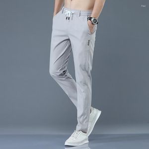 Men's Pants 2024 Summer Casual Men Thin Stretch Slim Fit Clothing Business Work Trousers Male Fashion Drawstring Solid Long