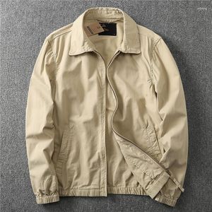 Men's Jackets Solid Color Autumn/Spring Jacket Cotton Washed Smart Casual Fit Outerwear Turn Over Collar Fashion Coat