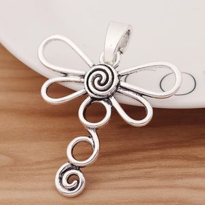 Anhänger-Halsketten, 4 Stück, tibetisches Silber, große offene Libellen-Spiral-Stil, Charms-Anhänger für DIY-Halskette, Schmuckherstellung