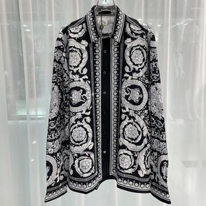 Männer Casual Hemden Luxus Royal Vintage Männer Kleidung Gericht Stil Volle Soziale Paisley Blumen Druck Hemd Manga Longa Prom party