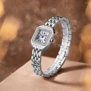 Zegarek na rękę mody Square Ladies Bransoletnie zegarki Diamond Małe proste kwarcowe zegarek dla kobiet Montre Femme