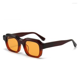 Sunglasses Evove Vintage Yellow Men Women Brown Steampunk Sun Glasses For Male Acetate Square UV400