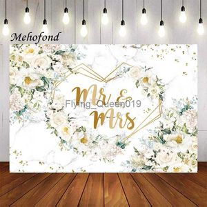 Background Material Mehofond Photography Background Mr Mrs Flowers Wedding Bride To Be Engagement Bridal Shower Party Decor Backdrop Photo Studio YQ231003