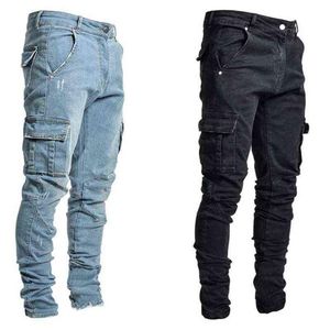 Pantaloni da combattimento cargo da uomo con tasche skinny in denim Jeans pantaloni slim fit 2021 Jeans da uomo di moda outwear G0104200U