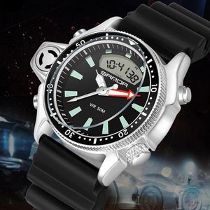 Armbanduhren 2021 Sanda Mode Sport Männer Uhr Quarz Taucher Armbanduhr 50M Wasserdicht Militär Digital Leuchtende Männliche Uhr Relogi211h