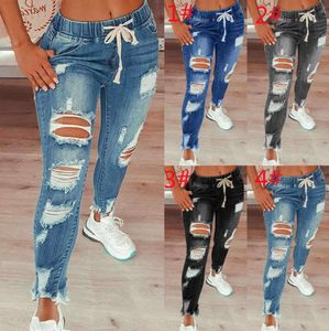 Designer Sexy Jeans da donna con foro Pantaloni a matita in denim con nappa traforata Pantaloni casual dritti per il tempo libero alla moda da donna