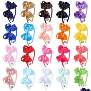 Acessórios de cabelo Bebê Meninas Sticks Cor Sólida Fita Bow Hairbands Princesa Boutique Gorgorão Menina Plástico Fecho Dot Bows Drop Del Dhner