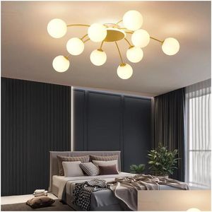 Lampadari Nordic Moderno Lampadario a Led Illuminazione da incasso Luce Soggiorno Camera da letto Cucina Lampada a bolle di vetro Apparecchi Drop Delive Dhutl