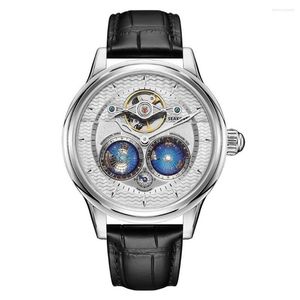 Armbandsur 2022 Super Dual Earth Automatic Rotating Mechanical Watch Men 100m Waterproof 46mm Large Dial Luxury Tourbillon251e