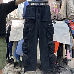 Foto reali 3D Tasche multiple Pantaloni cargo Uomo Donna Jogging di alta qualità Pantaloni con cerniera con coulisse Pantaloni sportivi Pantaloni ricamo