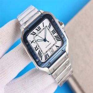 Montre carrée de luxe pour hommes, nouvelle mode, 40mm, boîtier et bracelet mécaniques en acier inoxydable véritable, fashion226T