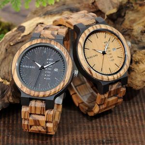 Bobo Bird Original Brand Men Complete Calendar Watches Quartz Woodブレスレットドロップwholer china luxury Watch for men273r