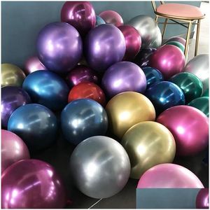 Balloon 50Pcs Set Ballon Wholesale Glossy Metal Pearl Latex Balloons Thick Chrome Metallic Colors Air Balls Globos Birthday Party De Dhq0Q