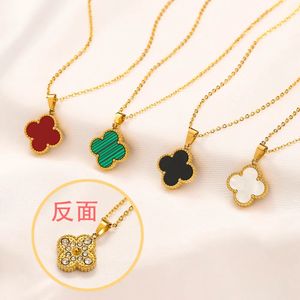 Fashion Classic Lucky Clover Necklace Pendant Stainless Steel 18K Gold Plated Ladies and Girls Valentine Day Engagement Jewelry