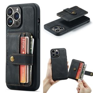 Retro 2 in 1 Magnetic Phone Case for iPhone 15 14 13 12 Pro Max Samsung Galaxy A13 5G A33 A14 Google Pixel Fold 8 8Pro 7 7Pro 7A 6 6A 6Pro Detachable Wallet Bracket Back Cover