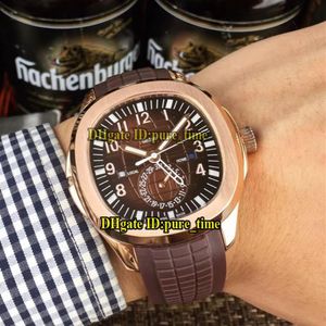 新しいAquanaut 5164 Brown Dial 5164R-001アジア2813自動メンズウォッチローズゴールドケースブラウンラバーストラップ高品質のGents Watche231e