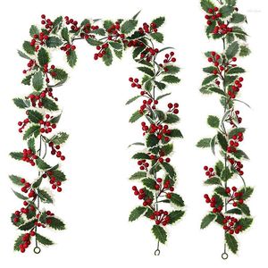 Dekorativa blommor Simulering Vine Wreath Artificial Red Fruit Wall Hung för jul Thanksgiving Halloween Decoration Supplies