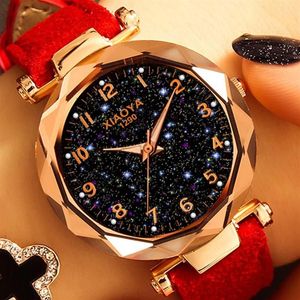 Modekvinnor tittar 2021 Sell Star Sky Dial Clock Luxury Rose Gold Women's Armband Quartz Wrist Drop Wristwatches234f