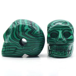 Pietre preziose sciolte 2M Malachite naturale Skl Testa Statua Intagliata a mano Pietra preziosa Figurine Scheletro umano Pietra curativa Reiki per H Dhgarden Dh5Un