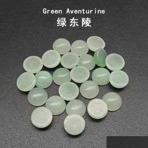 Loose Gemstones 4/6/8/1012/14Mm Gemstone Cabochons Natural Synthetic Stone Beads Green Aventurine For Earring Necklace Brace Dhgarden Dhkso