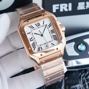 Herren-Luxusuhren aus Roségold, mechanische Herrenuhr mit Automatikaufzug, 40 mm, modisches quadratisches Edelstahl-Metallarmband, Freizeituhren Sp2075